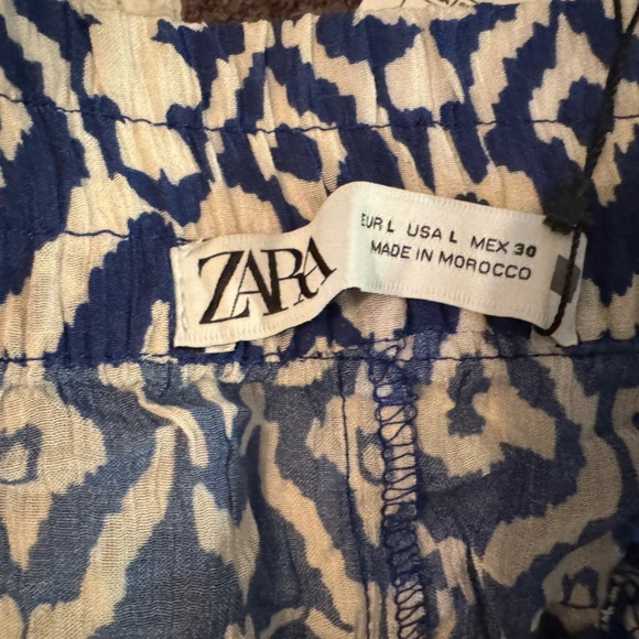 NWT Zara drawstring blue and white print pant - Picture 5 of 11